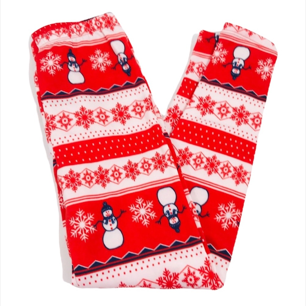 100% Proof Snowflakes and Snowmen Leggings, Red, White, Blue, Small, Large
